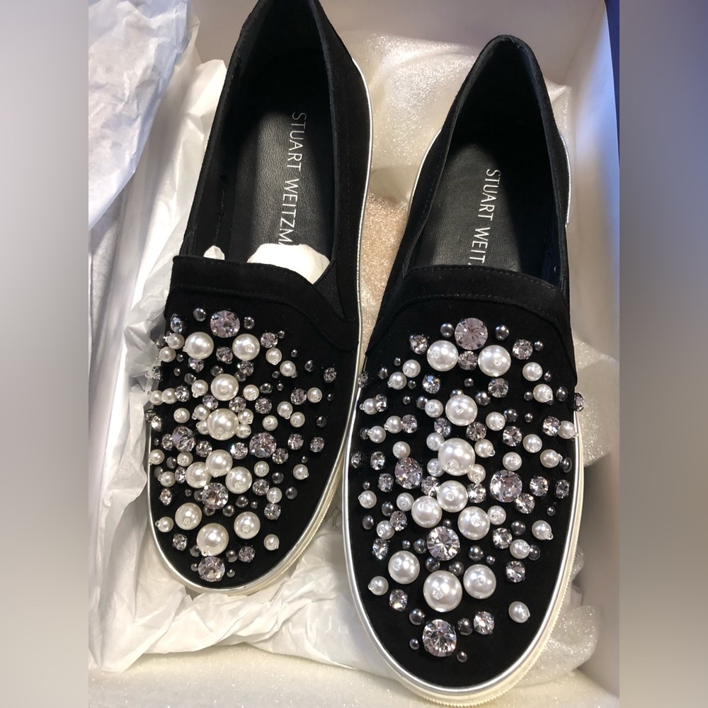 Stuart Weitzman - Pearl & Crystal Slip-on Sneakers